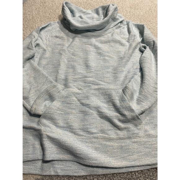 Lou & Grey Sweater Women's Large Cowl Neck Pullover Light Blue Kangaroo Pocket - Picture 7 of 11